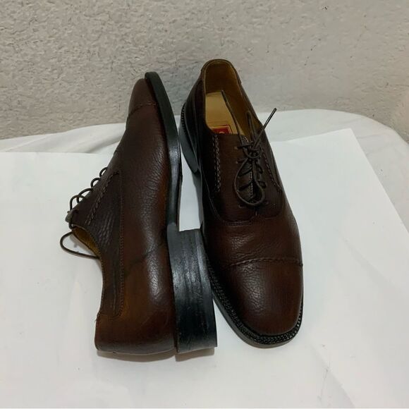 Cole  HAAN men’s shoes Oxford leather brown vibram soles 6.5 E made in Italy main image 4
